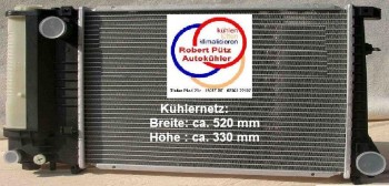 KÜHLER, Wasserkühler mit Kühlerdeckel, BMW E34, Schalt & Klima (520*330 mm)