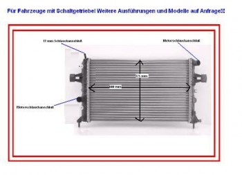 Kühler Opel Astra G, Fahrz. m. Klima & Schaltgetriebe (AU)