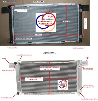 Neuer KÜHLER / Wasserkühler Vollaluminium, Mercedes, R129, W129, 280 SL, 300 SL, 320 SL