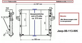 Kühler, Wasserkühler, Jeep Grand Cherokee, 4,7L V8, ab 04.99-