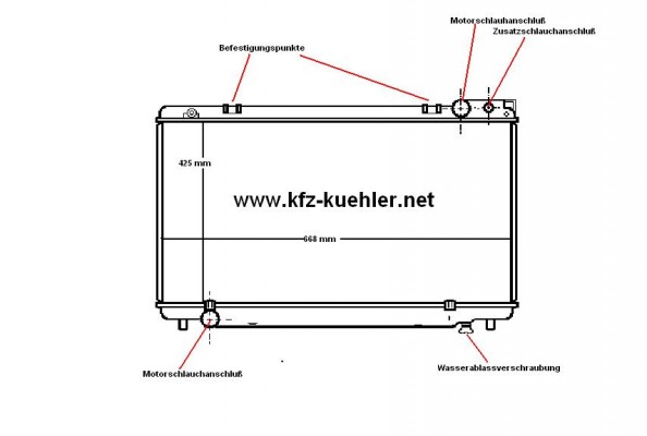 Kühler, Wasserkühler, Toyota Previa, nur für Schaltgetriebe