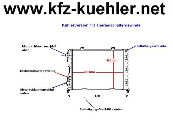 Kühler, Waserkühler, ALFA GTV 916 C, Spider 916 S, 3,0 L