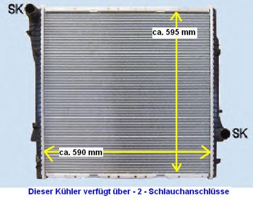 KÜHLER, Wasserkühler, BMW X5, 3,0 L, E53, Schlauchanschlüsse 2
