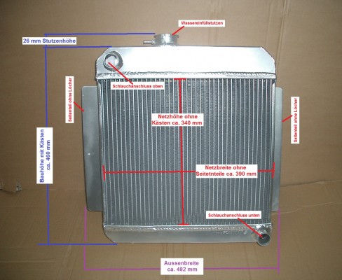 Kühler ALU, Aluminium Wasserkühler, BMW 02, E10, 1502, 1602, 1802, 2002