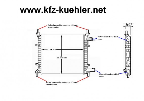 Kühler, Wasserkühler, Ford KA, 1,3 L