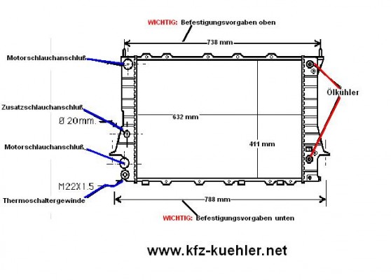 KÜHLER, Wasserkühler, Audi 100, Audi A6, C4 (1,9-2,5L) TDI, A