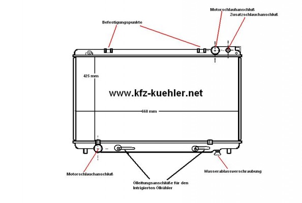 Kühler, Wasserkühler, Toyota Previa, A/M (Zwischenbaureihe)