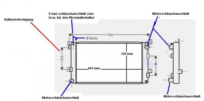 Kühler, Wasserkühler NR, Chrysler Voyager GS, 2,5 TD