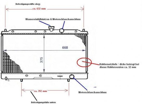 Kühler, Wasserkühler, MITSUBISHI GALANT V, E5, E7, E8, Schalter