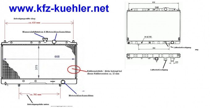 Kühler, Wasserkühler, MITSUBISHI GALANT V, E5, E7, E8, Schalter