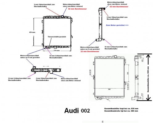 KÜHLER, Wasserkühler, Audi 80, Audi 90, bis 2,3L, a. VW Modelle