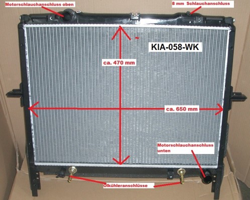 Kühler Wasserkühler KIA Sorento I, JC, 2,5 L CRDi, 103 KW, Automatik auch Schalter