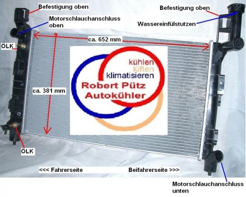 Kühler, Wasserkühler, Chrysler Voyager (2,5 - 3,3), ES, Benziner