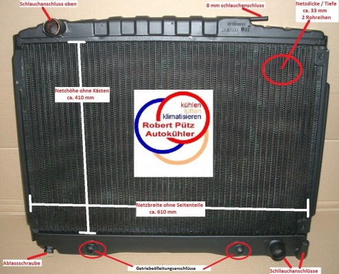 Wasserkühler Standard, Kühler Überholung für MERCEDES, W107, R107, 250 - 280 SL, ATM