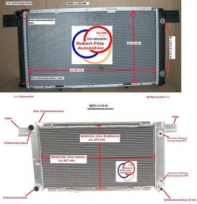Neuer KÜHLER / Wasserkühler Vollaluminium, Mercedes, R129, W129, 280 SL, 300 SL, 320 SL