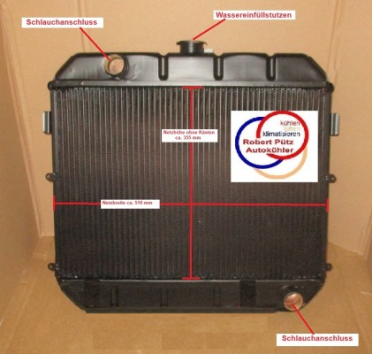 Kühler Neu, Wasserkühler Neu, Opel Commodore A, ccm 2,5 - 2,8