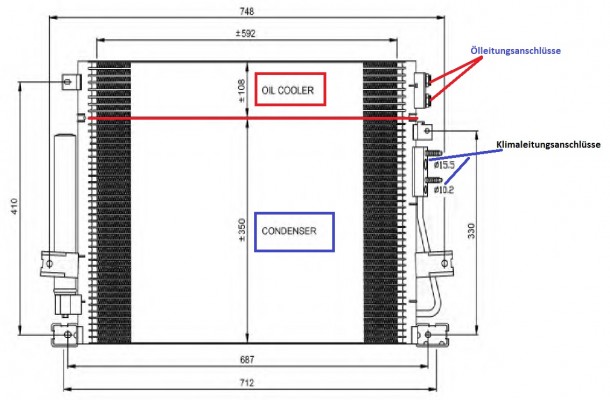 Klimakondensator, Kondensator Chrysler 300 C a. Dodge Charger Diesel ab Bj. 09.04